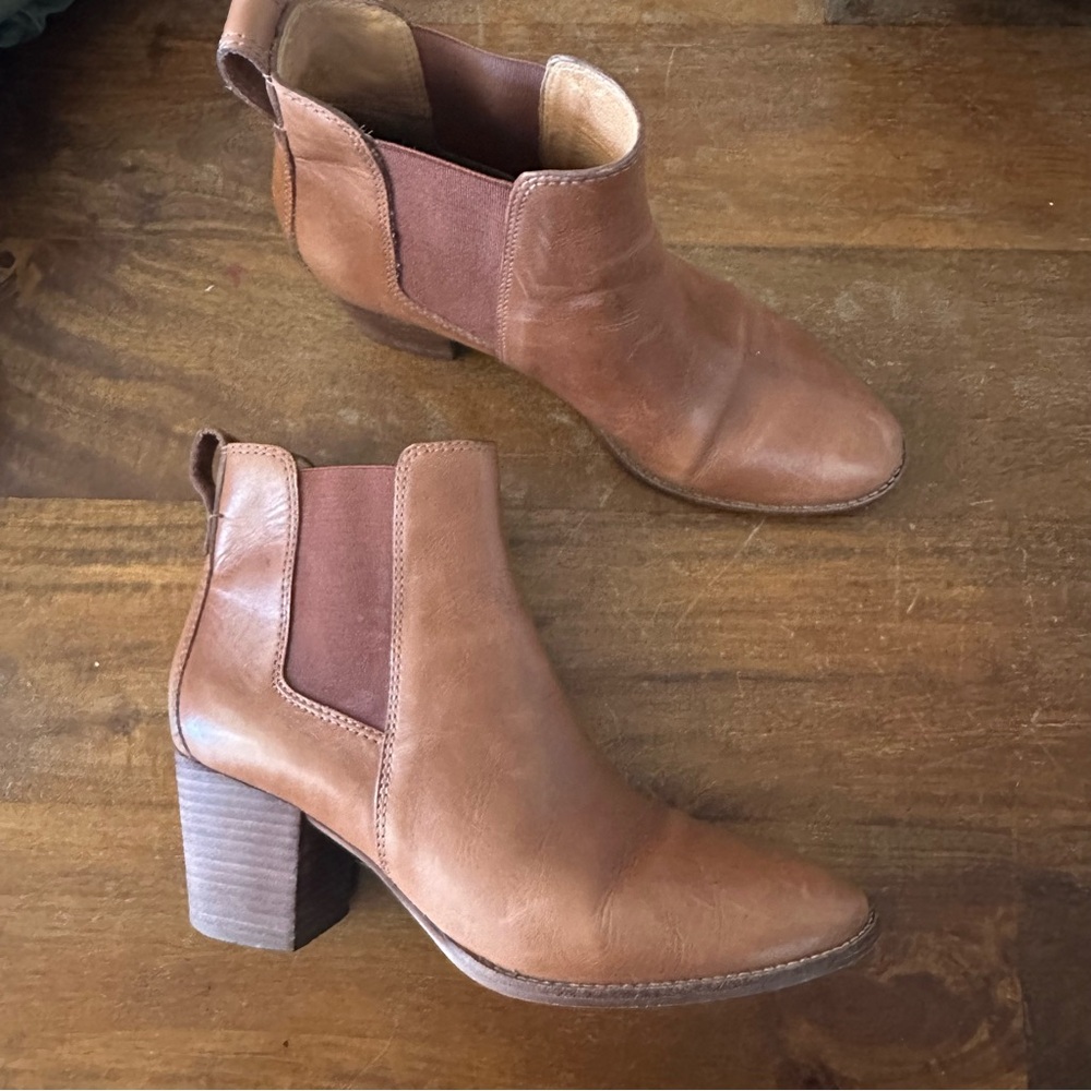 Madewell Regan brown leather Chelsea pull on boots ladies 8.5